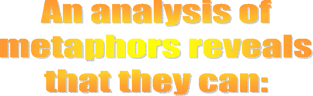 An analysis of
metaphors reveals
that they can: